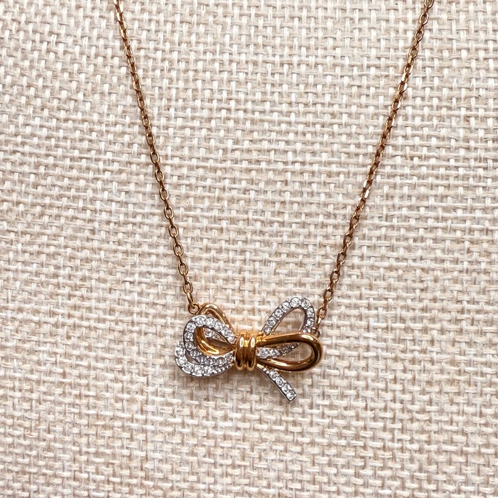 Swarovski Rose Gold Lifelong Bow Pendant Necklace